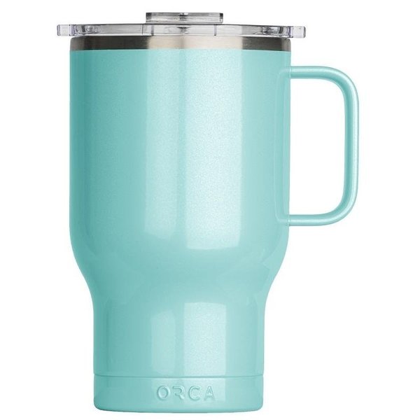 Orca Traveler Series Coffee Mug, 24 oz Capacity, Whale Tail Flip Lid, Stainless Steel, Seafoam, Insulated TR24SF